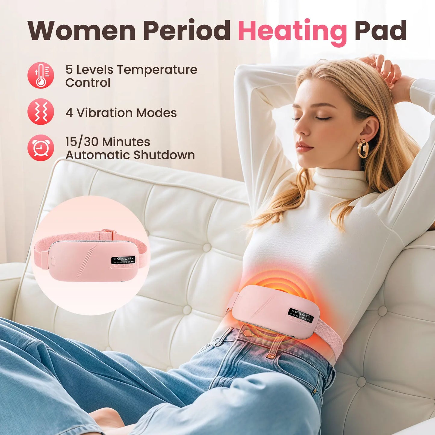 Electric Heating Waist Massage Belt for Period Cramp Relief