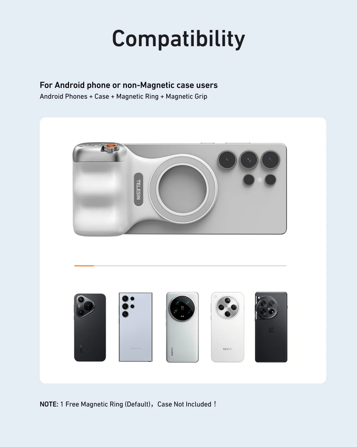 TELESIN Magnetic Phone Camera Shoot Hand Grip Phone Holder Shooting Aid Remote Control Handle