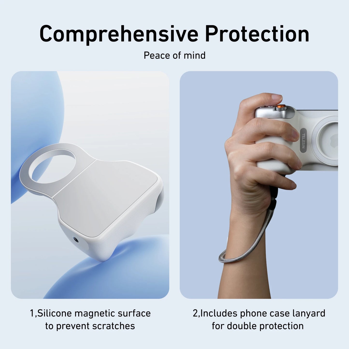 TELESIN Magnetic Phone Camera Shoot Hand Grip Phone Holder Shooting Aid Remote Control Handle