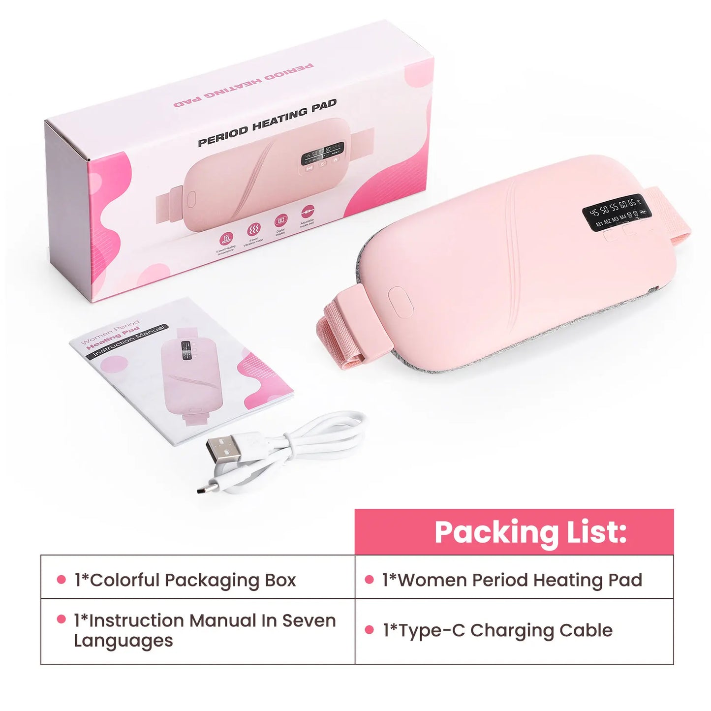 Electric Heating Waist Massage Belt for Period Cramp Relief