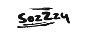 Black 'Sozzzy' logo on a white background