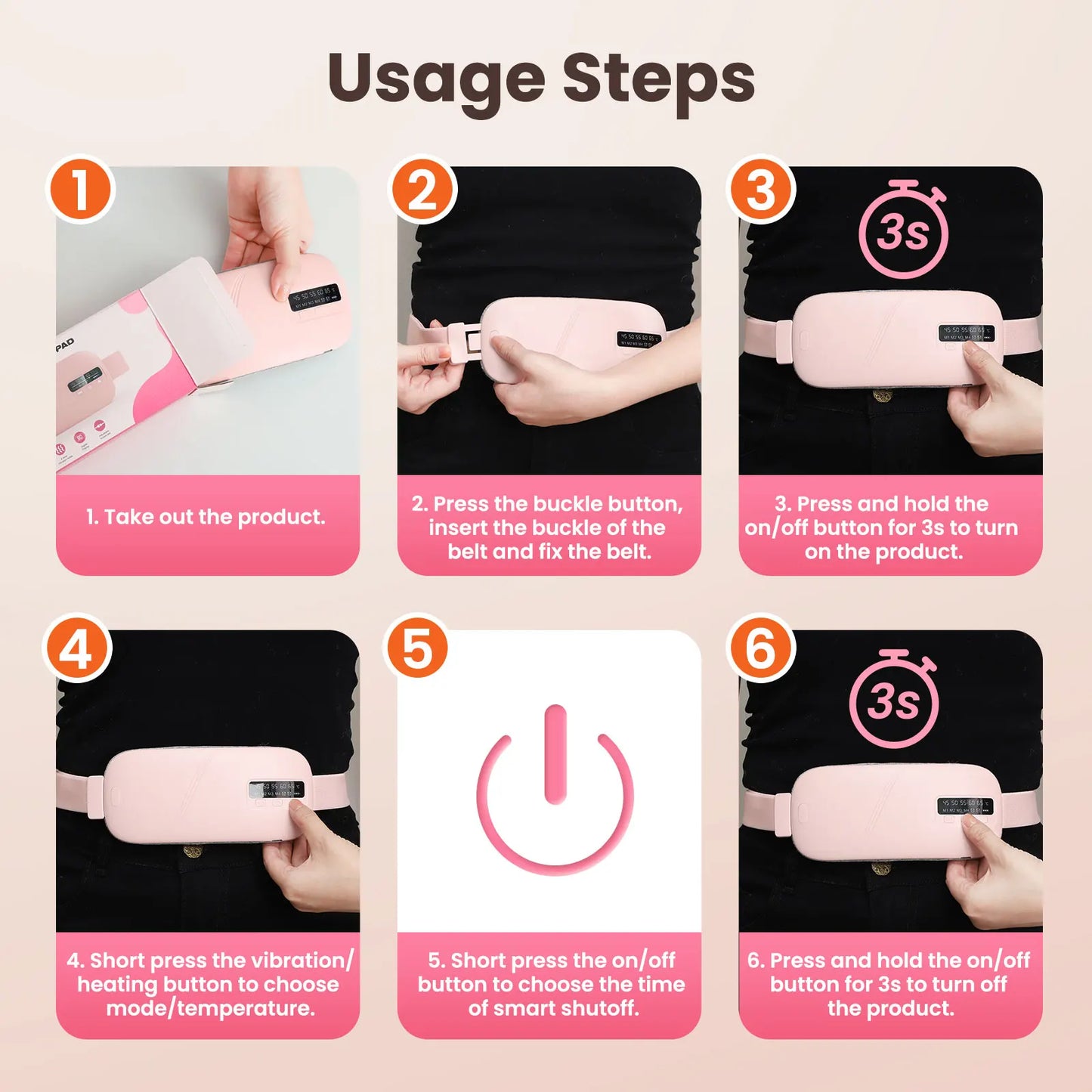 Electric Heating Waist Massage Belt for Period Cramp Relief
