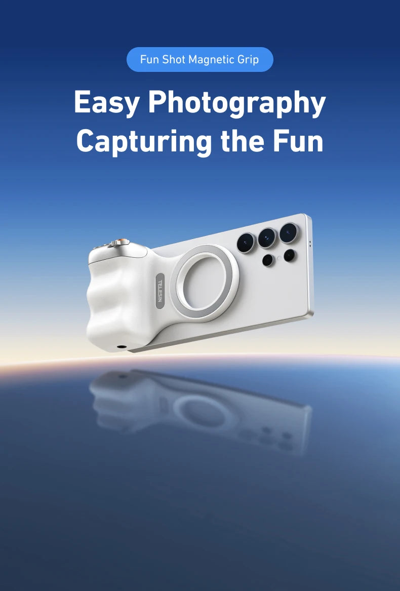TELESIN Magnetic Phone Camera Shoot Hand Grip Phone Holder Shooting Aid Remote Control Handle