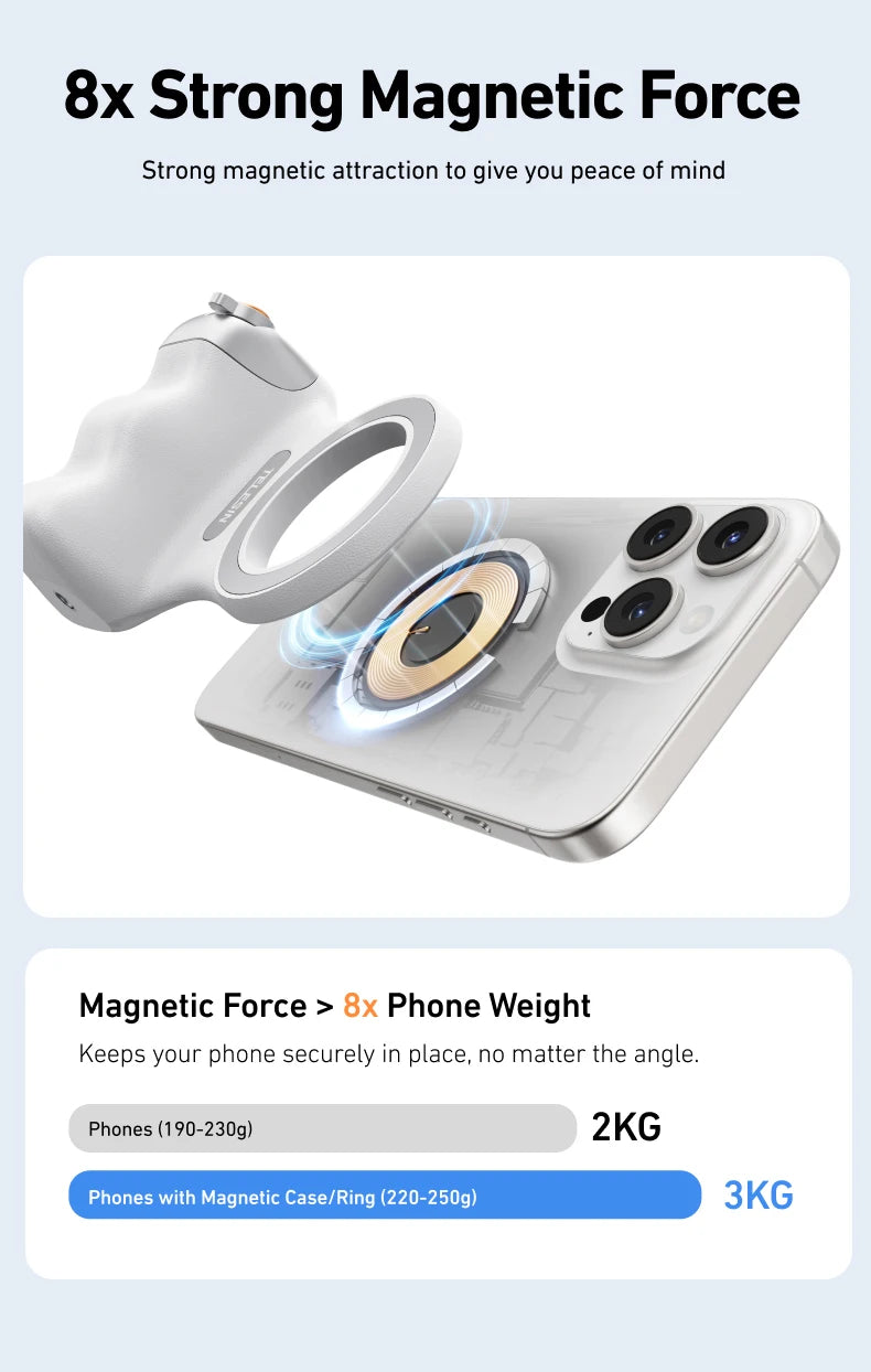 TELESIN Magnetic Phone Camera Shoot Hand Grip Phone Holder Shooting Aid Remote Control Handle