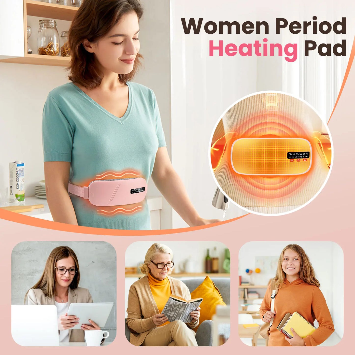 Electric Heating Waist Massage Belt for Period Cramp Relief