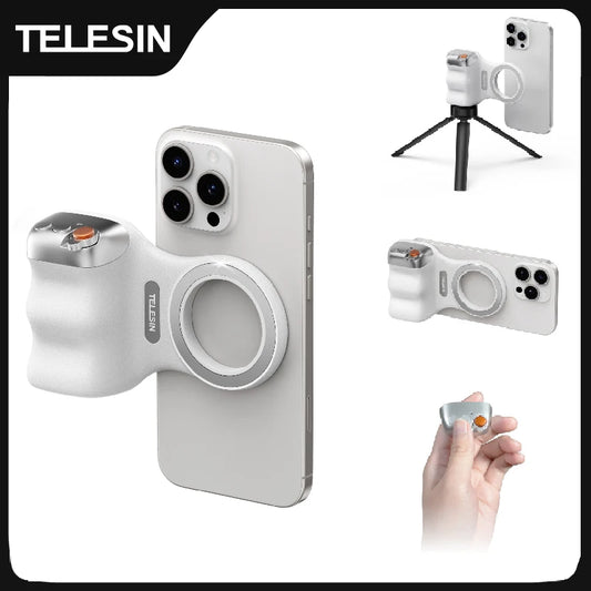 TELESIN Magnetic Phone Camera Shoot Hand Grip Phone Holder Shooting Aid Remote Control Handle